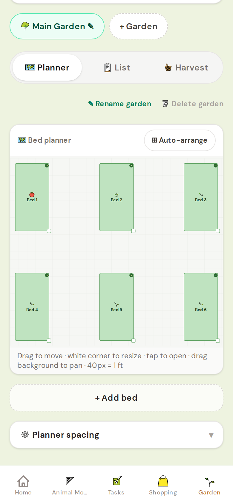 Garden bed planner in EveryHomestead